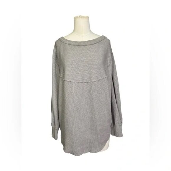 Free People OG Long Sleeve Pullover Top Stone Size Small #OB1164798 - Picture 2 of 9